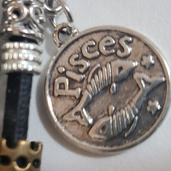 PISCES BLACK LEATHER ZODIAC CUFF NWT - Picture 3 of 7